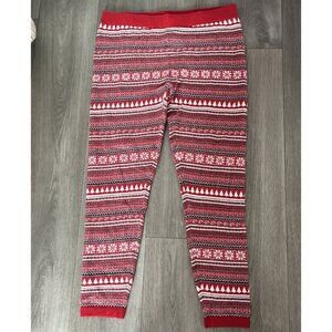 NWT Aspen Size XL Nordic Fair Isle Red Snowflake Lounge Pajama Jogger Pants